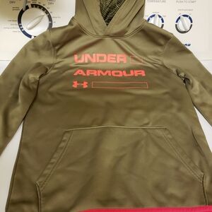 Under Armour Khaki Hoodie with Coral Highlights